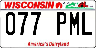WI license plate 077PML