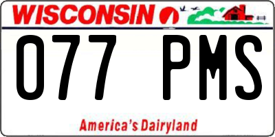 WI license plate 077PMS