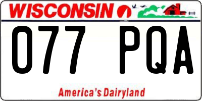 WI license plate 077PQA