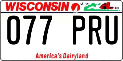 WI license plate 077PRU