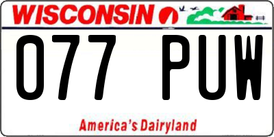 WI license plate 077PUW