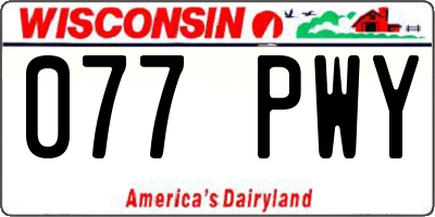 WI license plate 077PWY
