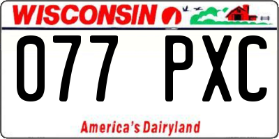 WI license plate 077PXC