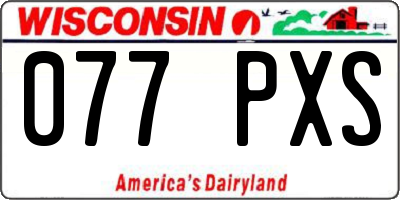 WI license plate 077PXS