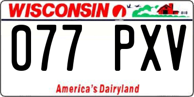 WI license plate 077PXV