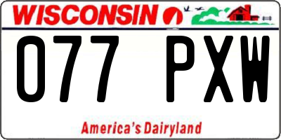WI license plate 077PXW