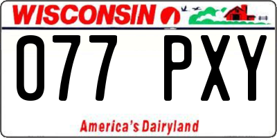 WI license plate 077PXY