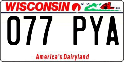 WI license plate 077PYA