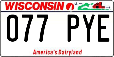 WI license plate 077PYE
