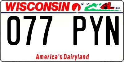 WI license plate 077PYN
