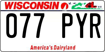 WI license plate 077PYR