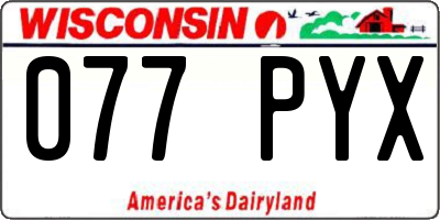 WI license plate 077PYX