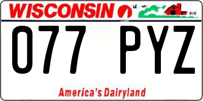 WI license plate 077PYZ