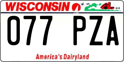 WI license plate 077PZA