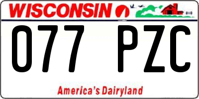 WI license plate 077PZC
