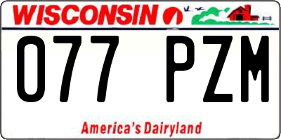 WI license plate 077PZM