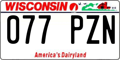 WI license plate 077PZN