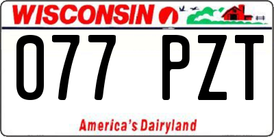 WI license plate 077PZT
