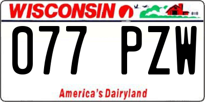 WI license plate 077PZW