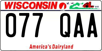 WI license plate 077QAA