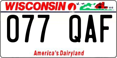 WI license plate 077QAF