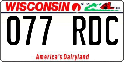 WI license plate 077RDC