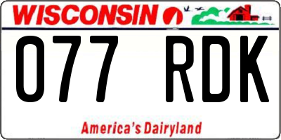 WI license plate 077RDK