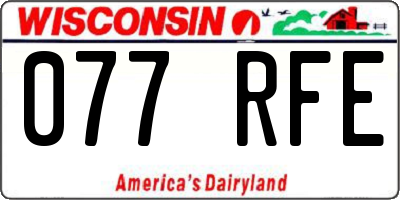 WI license plate 077RFE