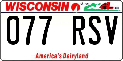 WI license plate 077RSV