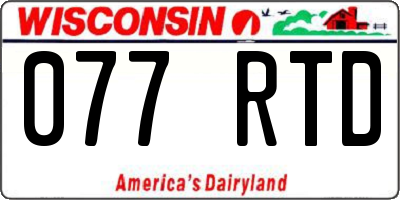 WI license plate 077RTD