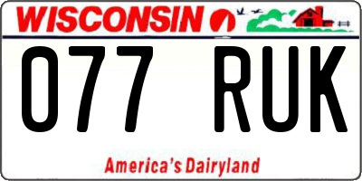 WI license plate 077RUK