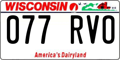 WI license plate 077RVO