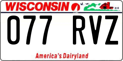 WI license plate 077RVZ