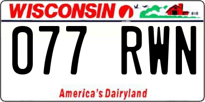 WI license plate 077RWN
