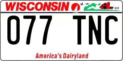 WI license plate 077TNC