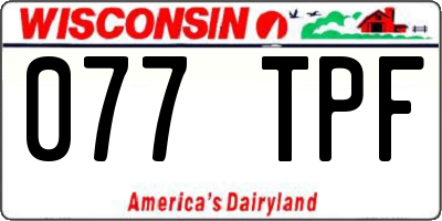 WI license plate 077TPF