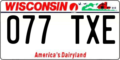 WI license plate 077TXE