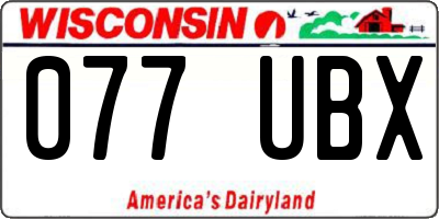 WI license plate 077UBX