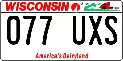 WI license plate 077UXS