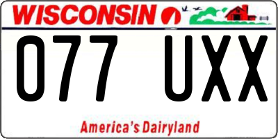 WI license plate 077UXX