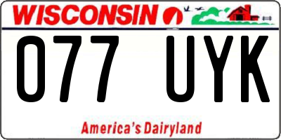 WI license plate 077UYK