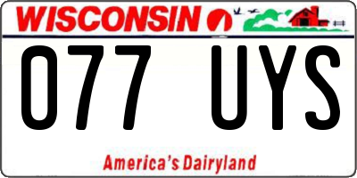 WI license plate 077UYS