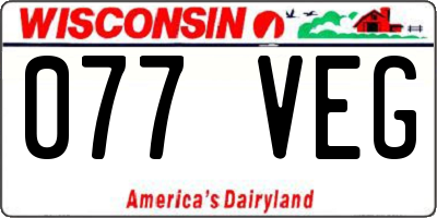WI license plate 077VEG