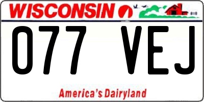 WI license plate 077VEJ