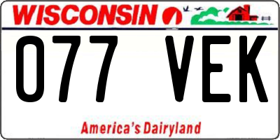 WI license plate 077VEK