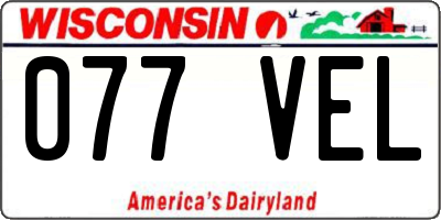 WI license plate 077VEL