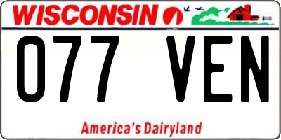 WI license plate 077VEN