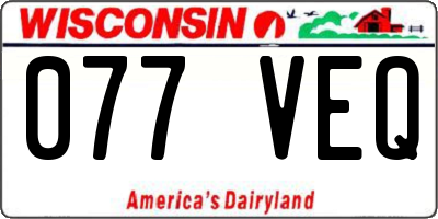 WI license plate 077VEQ