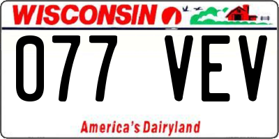 WI license plate 077VEV