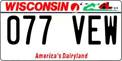 WI license plate 077VEW